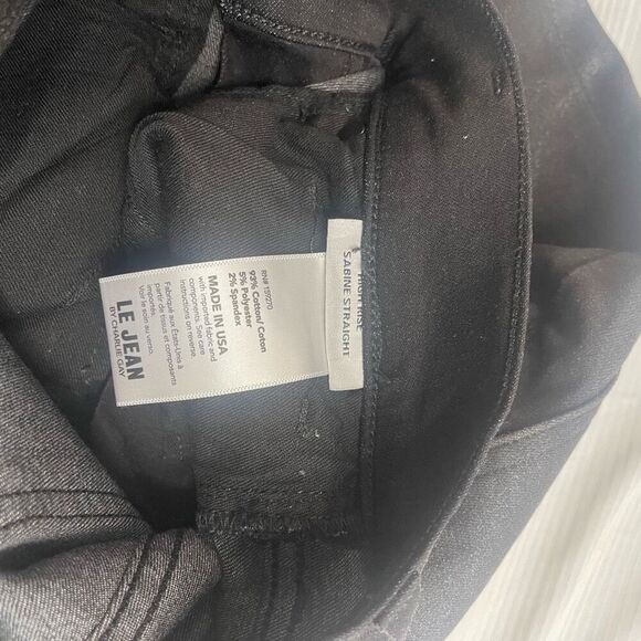 Le Jean By Charlie Gay High Rise Sabine Straight Black Waxed Denim Jeans Size 26 - Picture 7 of 9